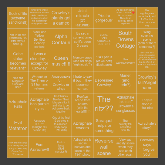GOOD OMENS SEASON 3 BINGO Card