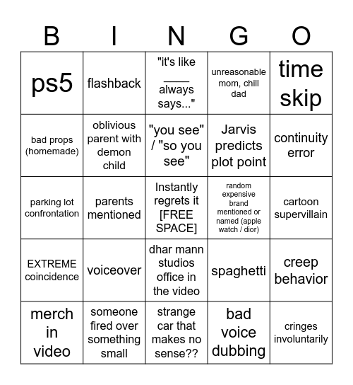 Dhar Mann Bingo v4 Bingo Card