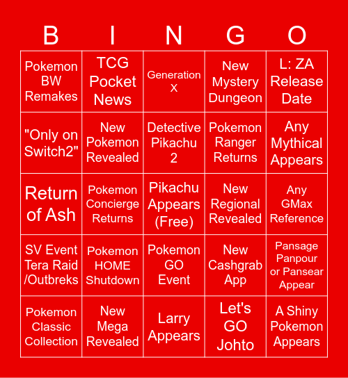 Pokemon Day 2025! Bingo Card