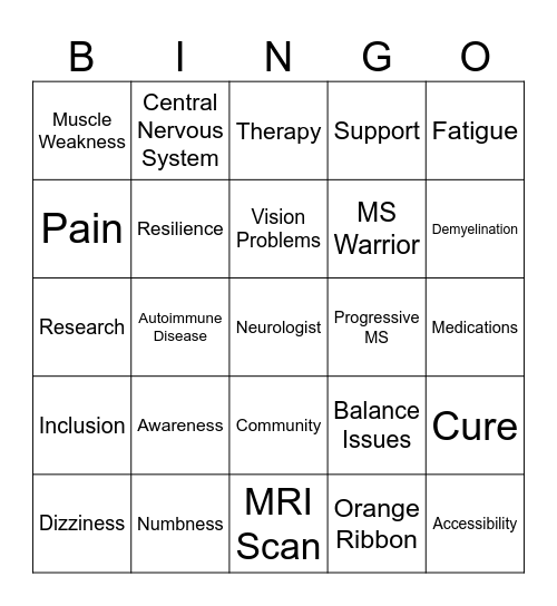 Orange Bingo Card