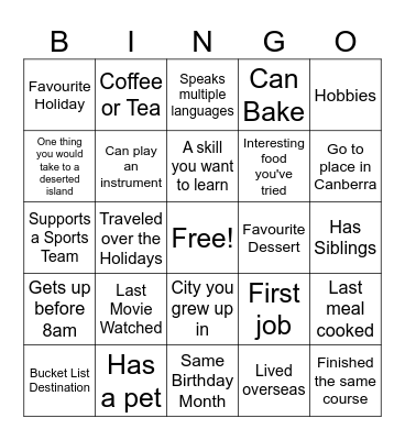 ICE BREAKER BINGO CONVO Bingo Card