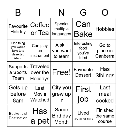 ICE BREAKER BINGO CONVO Bingo Card