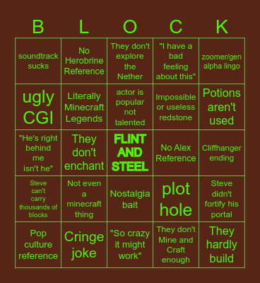 MINEMOVIE Bingo Card