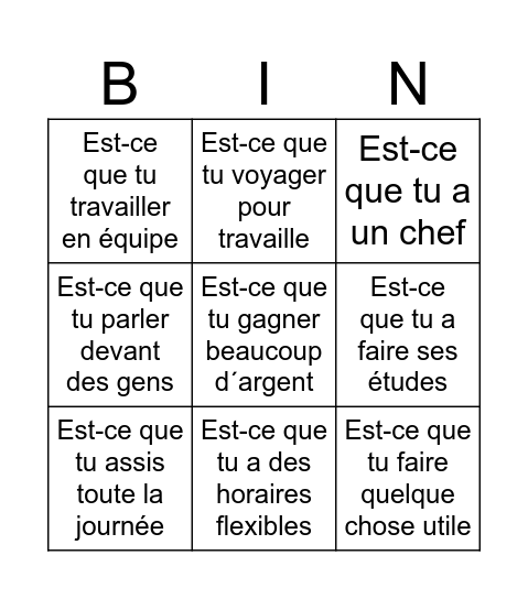 Bing bang bong Bingo Card