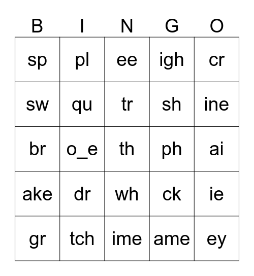 OPW4U1-U5 Bingo Card
