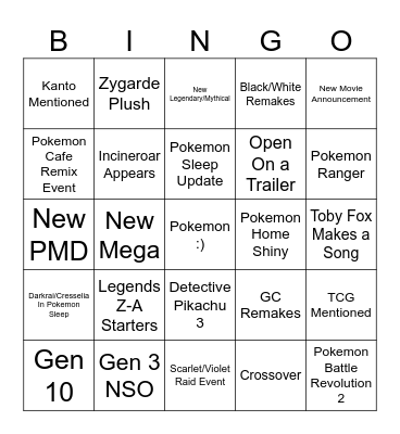 Pokemon Day 2025 Bingo Card