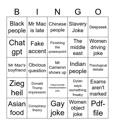 Physics Bingo Card