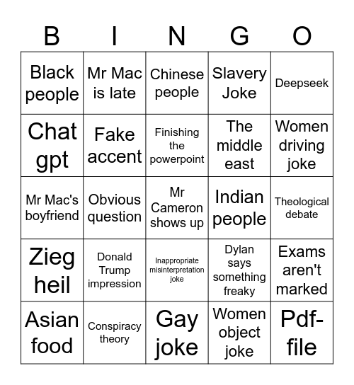 Physics Bingo Card