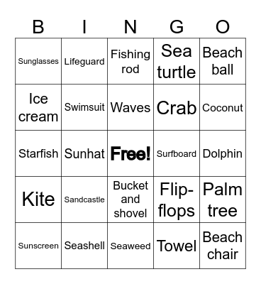 Beach Bingo Card