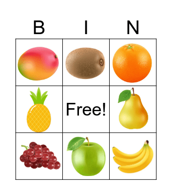 FRUITS Bingo Card
