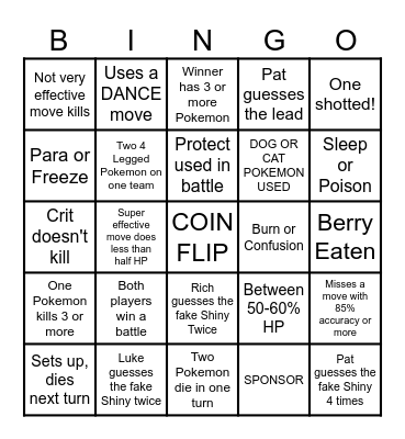 Then we react bingo Luke shinies Bingo Card