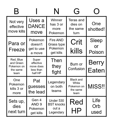 Then we fight bingo Rich Colours Bingo Card