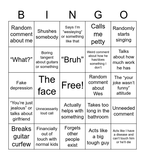 Harry Bingo Card