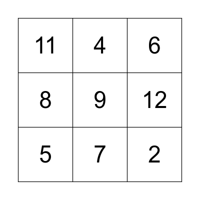 Addition Tic Tac Tow Bingo Card
