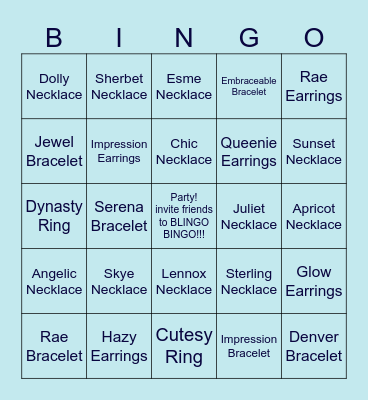 Park Lane BLINGO BINGO Card
