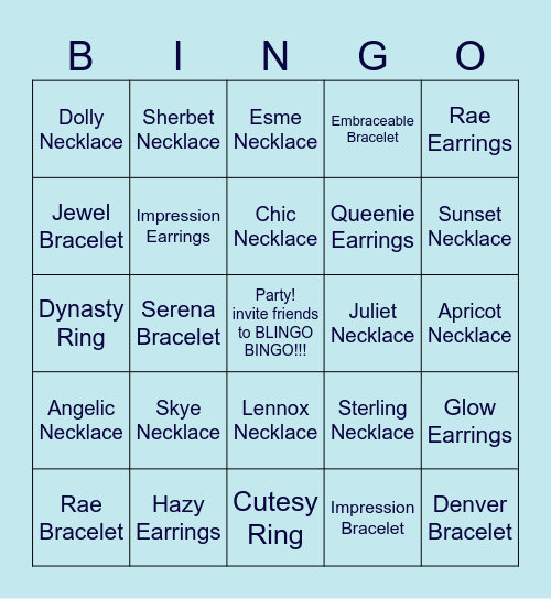 Park Lane BLINGO BINGO Card