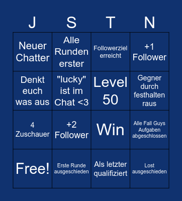 Fall Guys Bingo Card