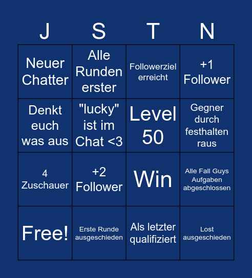 Fall Guys Bingo Card