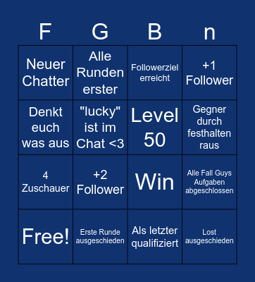 Fall Guys Bingo Card