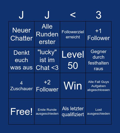 Fall Guys Bingo Card