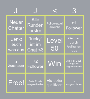 Fall Guys Bingo Card