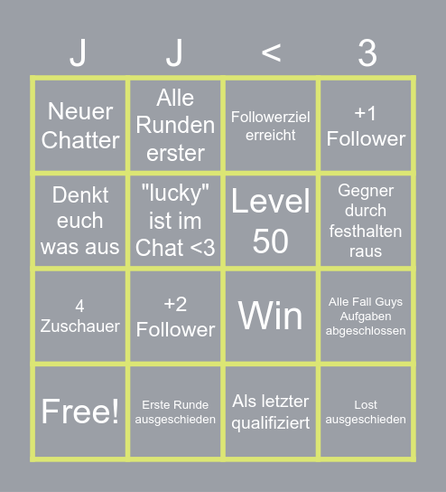 Fall Guys Bingo Card