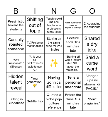 iykyk Bingo Card