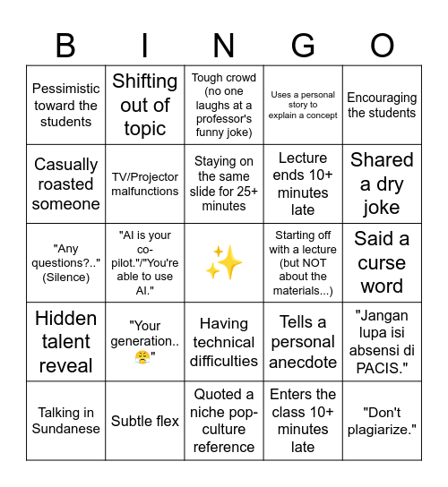 iykyk Bingo Card