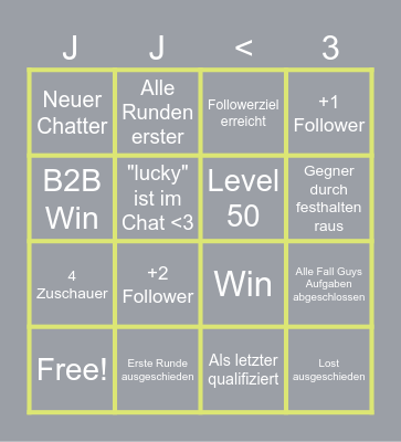 Fall Guys Bingo Card