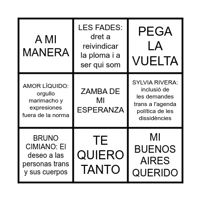 BINGO MUSICAL Bingo Card