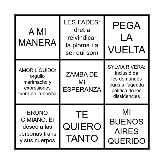 BINGO MUSICAL Bingo Card