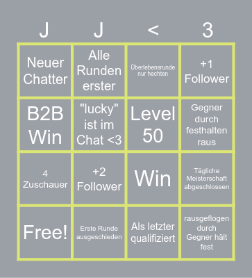 Fall Guys Bingo Card