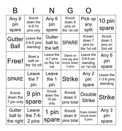 Bowling Bingo Card