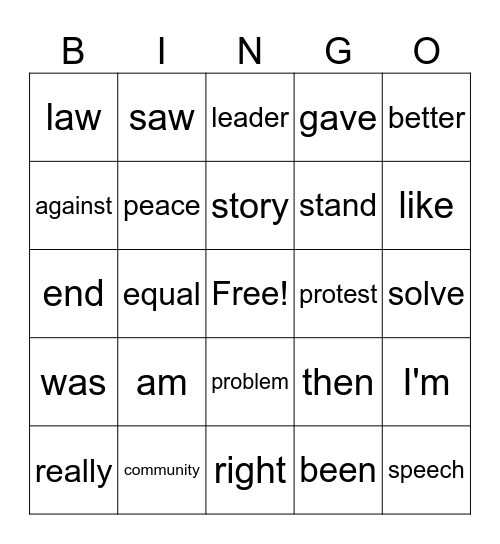 February BINGO Card