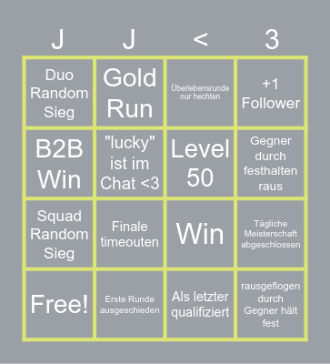 Fall Guys Bingo Card