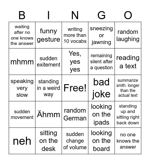 Geschi Bingo Card