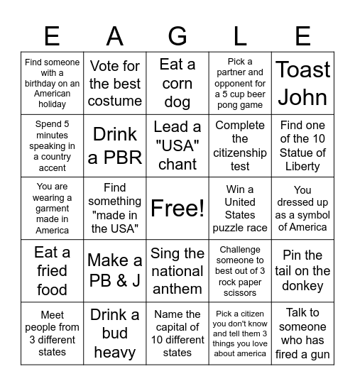 John's Inauguration Day 2025 Bingo Card