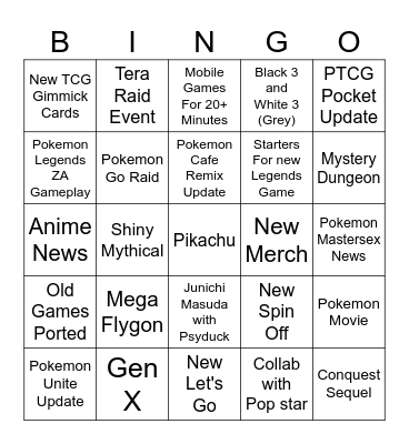 Pokemon Day 2025 Bingo Card