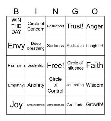Emotions Bingo Card