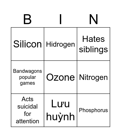 Tao Bingo Card