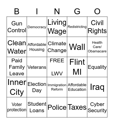 League of Women Voters 2016 Presidential Bingo Card