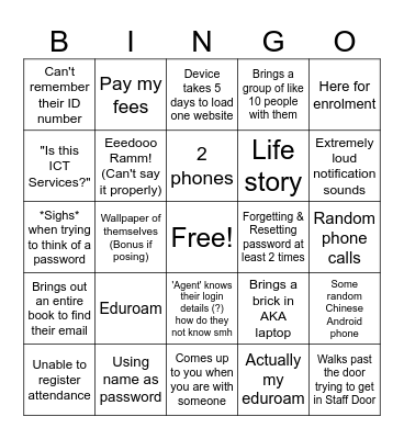 Support Hub Bingo Card