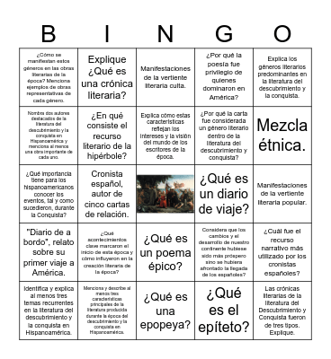 Literatura del Descubrimiento y conquista en Hispanoamérica Bingo Card