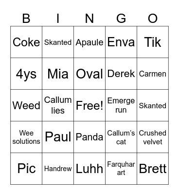 Paul bingo Card