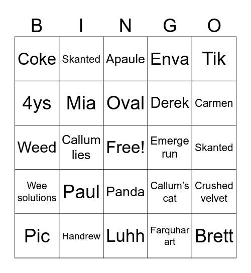 Paul bingo Card