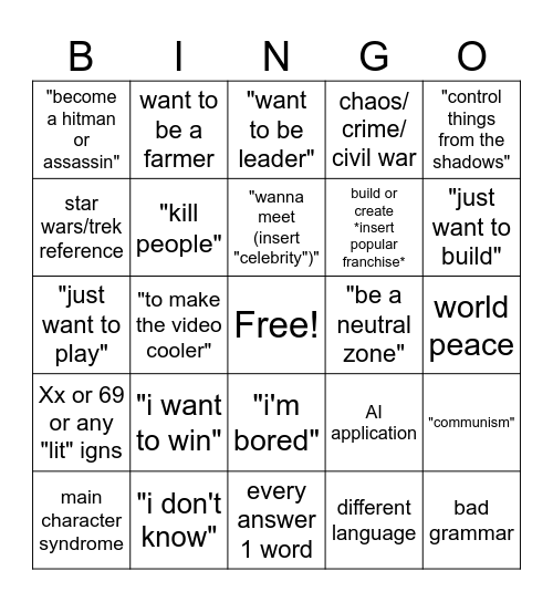 MarcusK Application Bingo Card