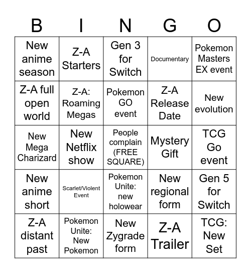 POKEMON DAY FEB 2025 Bingo Card