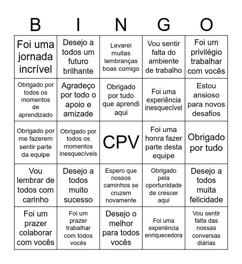 Despedida Duda & Eric Bingo Card