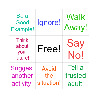 Refusal Skills Bingo! Bingo Card
