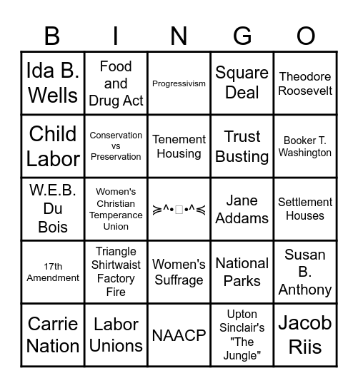 The Progressive Era Bingo Card